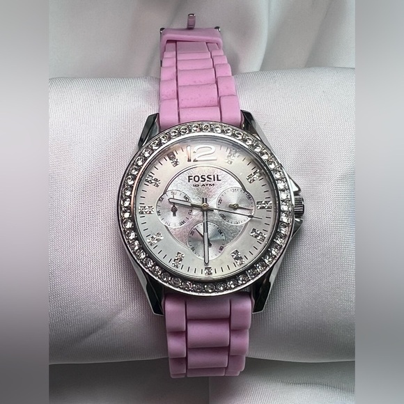 Fossil Women's Pink Watch with Crystal Bezel - Picture 1 of 11